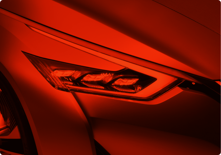Close-up of the headlight on an Audi.