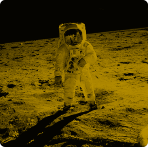 Astronaut walking on the moon.